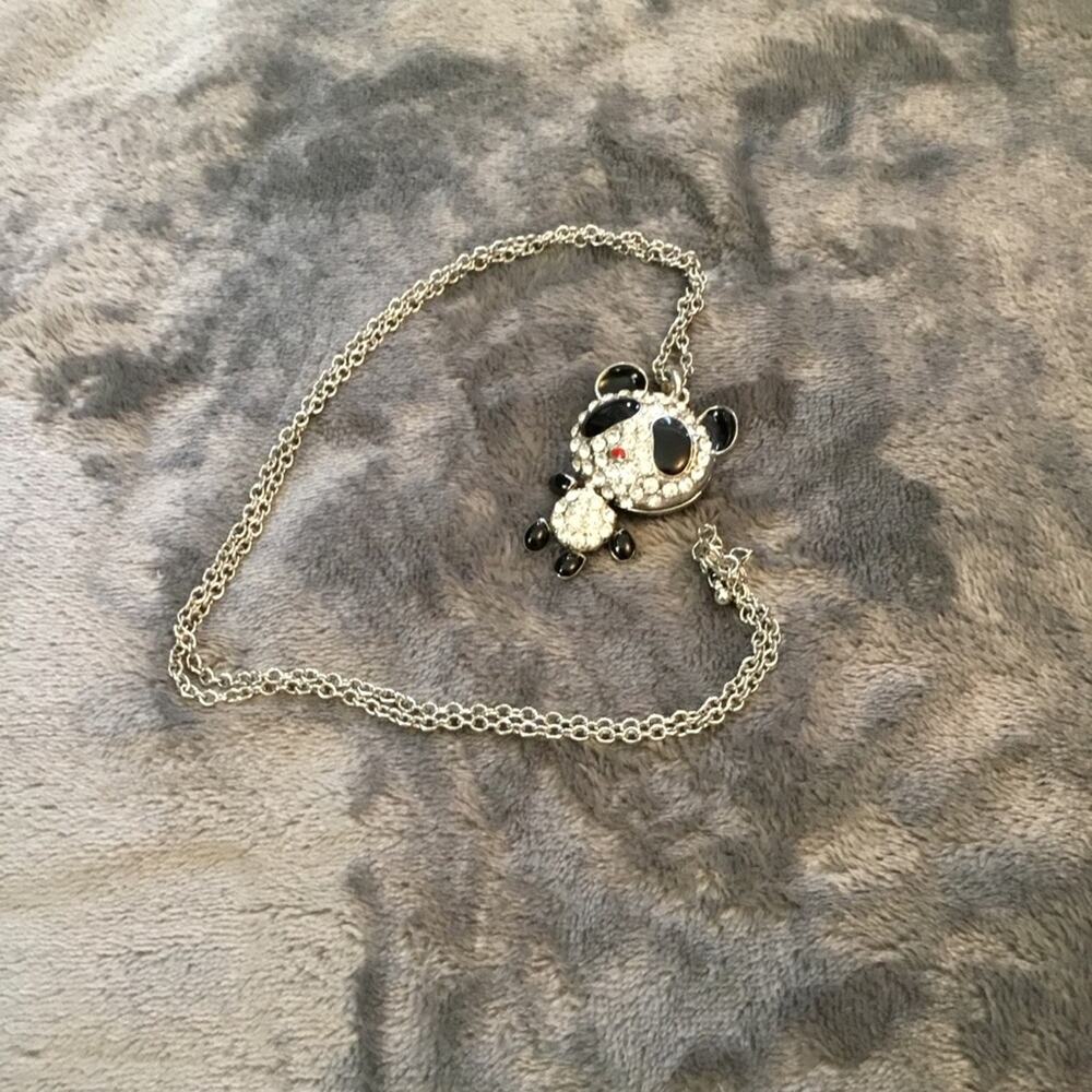 Silver Cute Large Panda Crystals Necklace - Picture 4 of 6